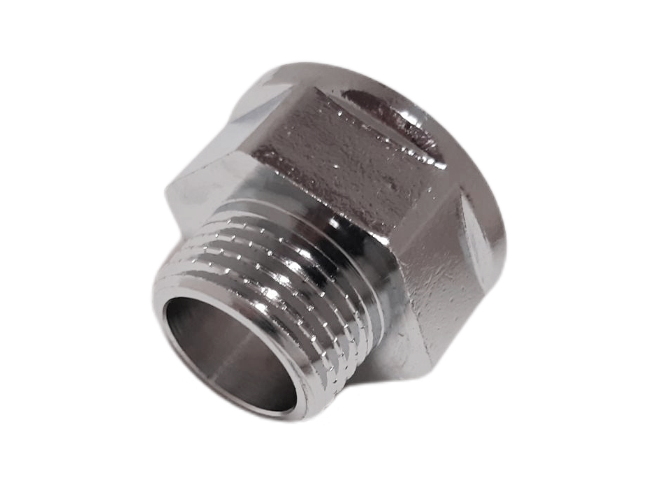 Chromovaná obrácená redukce 1/2" F x 3/8" M