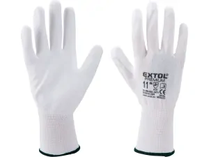 rukavice z polyesteru polomáčené v PU, bílé, Extol premium 3-88566