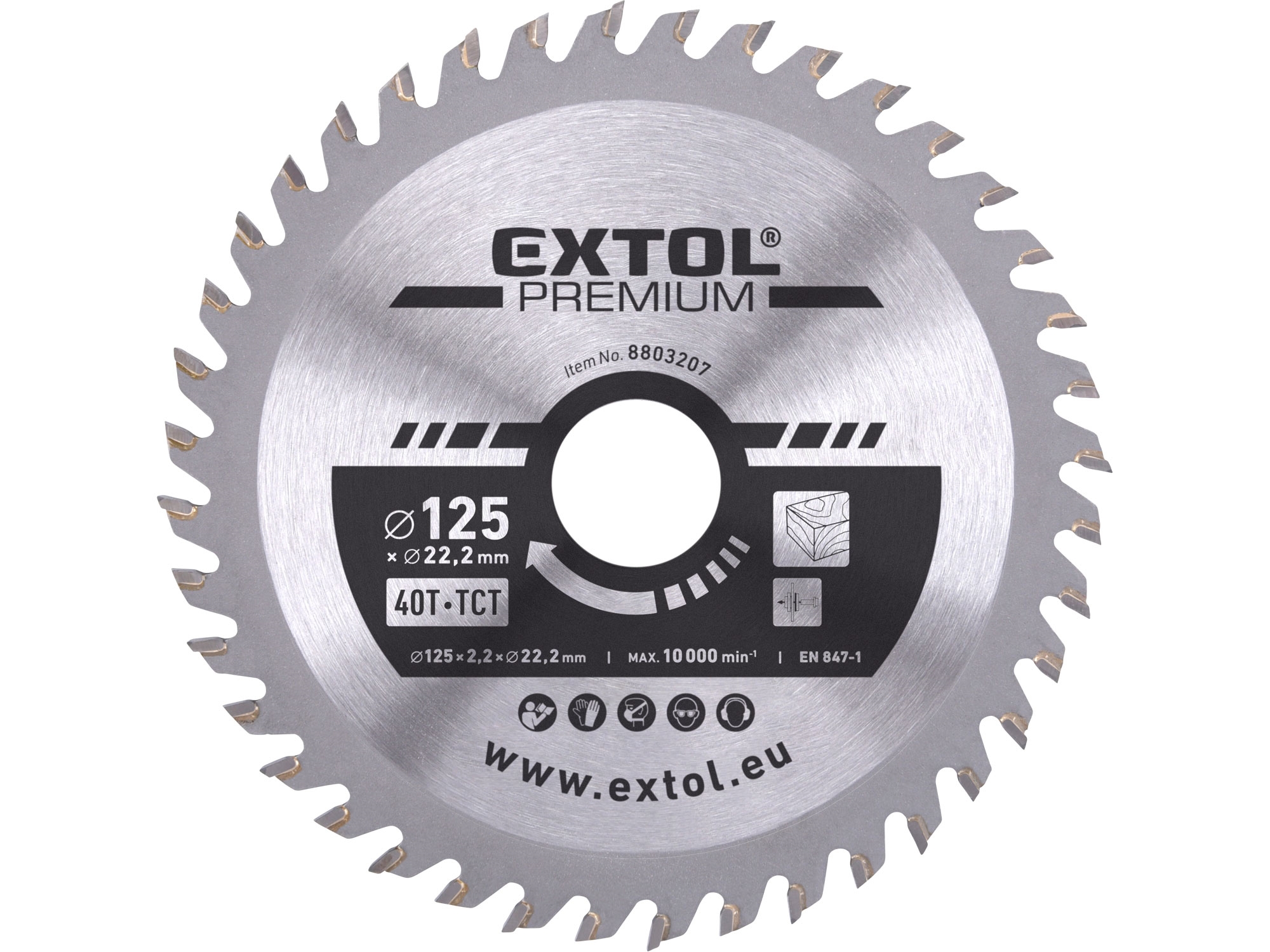 kotouč pilový s SK plátky, O125x2,2x22,2mm, 40T , Extol premium 8803207