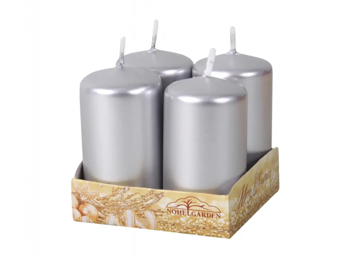 svíčka adventní 60x40mm STŘ metalická lesk. (4ks)