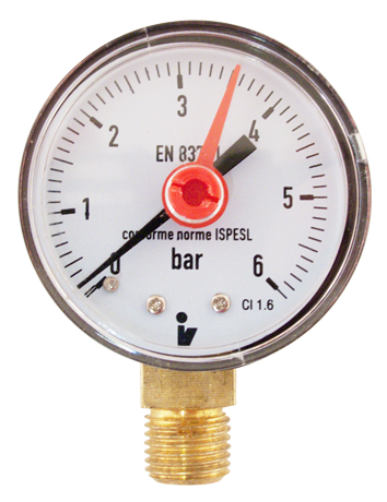 MANOMETR SPODNÍ, 0–6 BAR