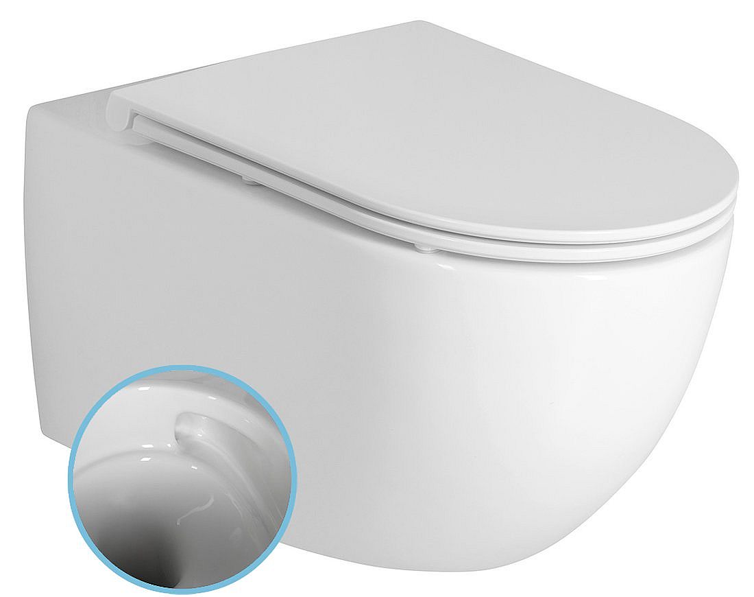  SAPHO BRUCKNER FULDA závěsná WC mísa, Vortex  Rimless, 36x52,5cm, bílá