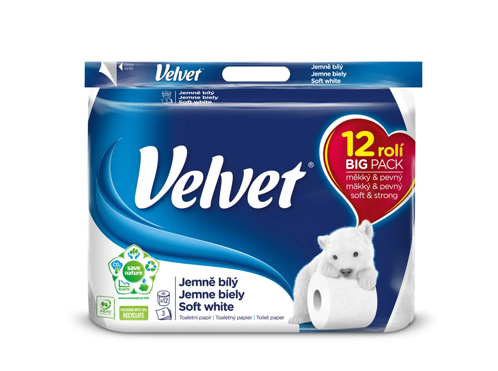 papír toaletní 3vrstvý BÍ (12ks)