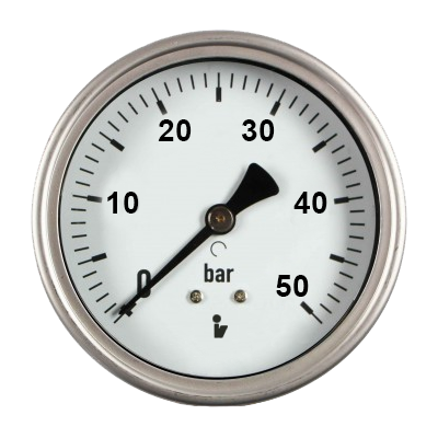 MANOMETR D100, ZADNÍ, 0–50 BAR