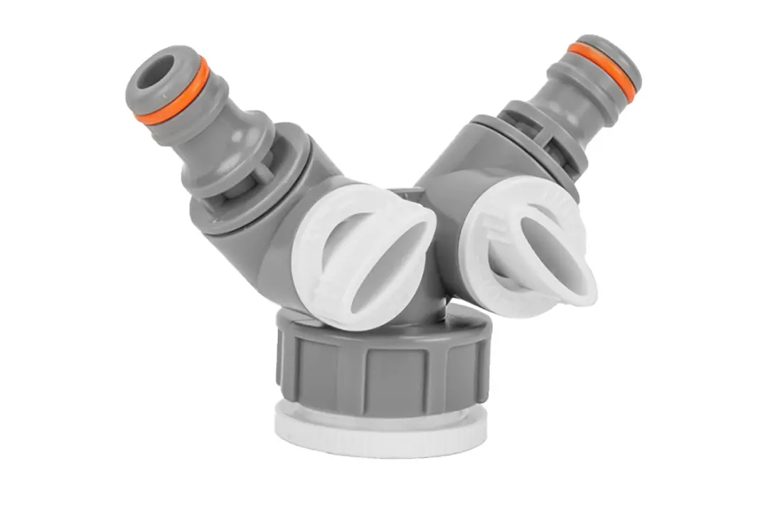 Rozdvojka s ventilem pro 2 rychlospojky 1" + 3/4", WL-2222, WHITE