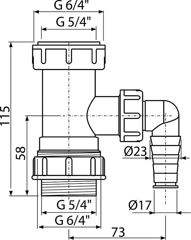 Mezikus 5/4" s odbočkou na pračku Alcadrain A300