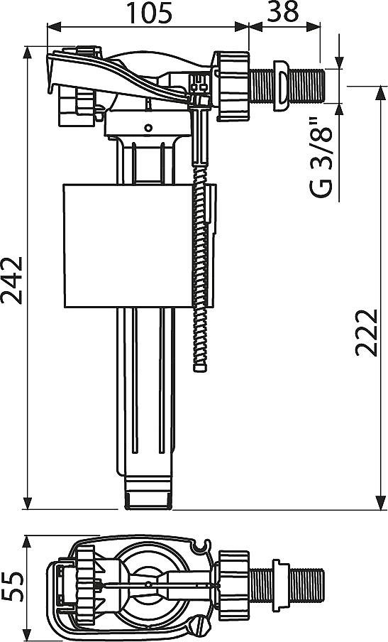 napouštěcí ventil boční 1/2" Alcadrain A150