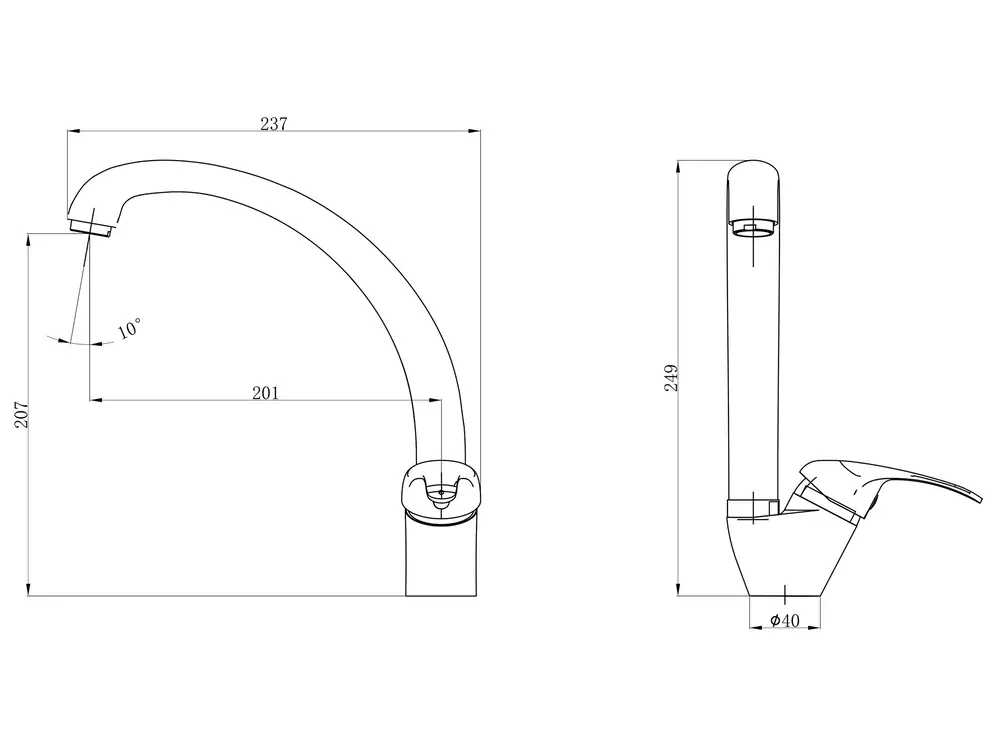 baterie dřezová stojánková, horní ramínko, 35mm, chrom Balletto 81016