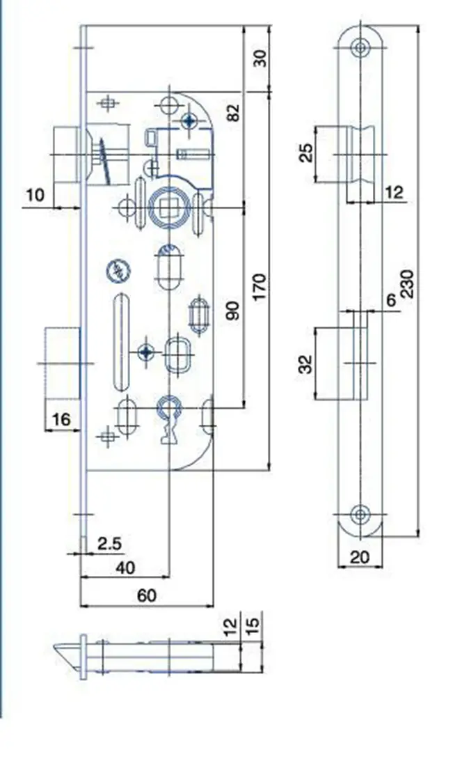 Zadlabací zámek 01-15 - 90/60 P-L BÍ Zn obyč. 1kl. HOBES