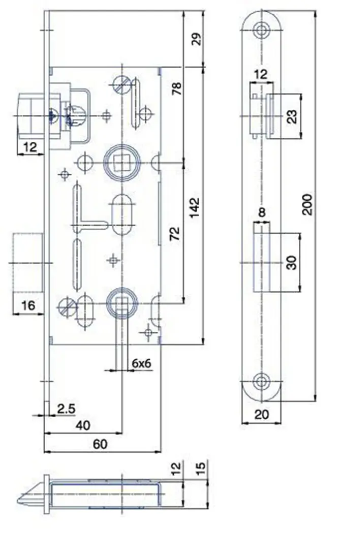 zámek zadl. K111 - 72/60 P-L BÍ Zn WC s ořechem