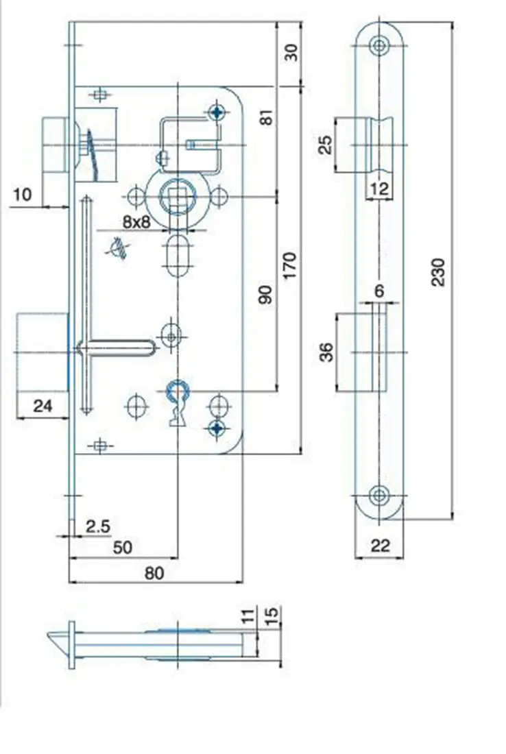 zámek zadl. 536A - 90/80 P-L BÍ Zn obyč.
