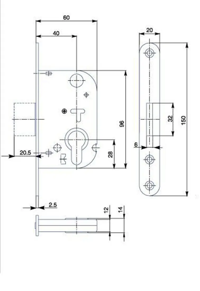 zámek zadl. K132 - závorový vložkový BÍ Zn
