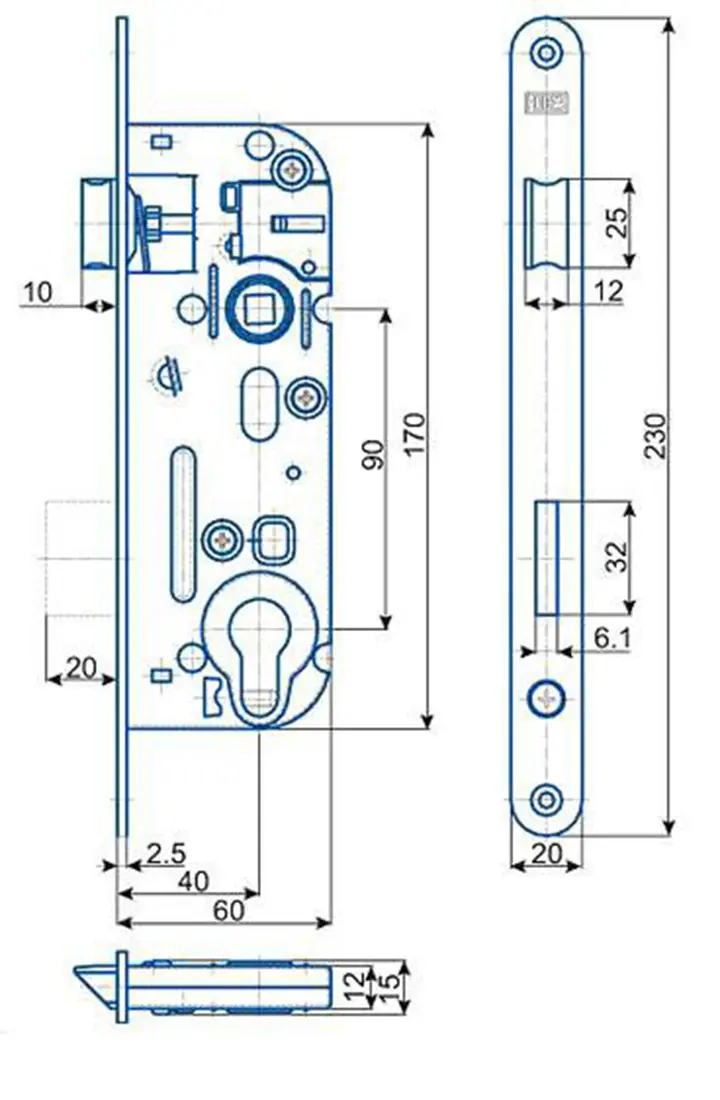 zámek zadl. 02-04 - 90/60 P-L BÍ Zn vložkový