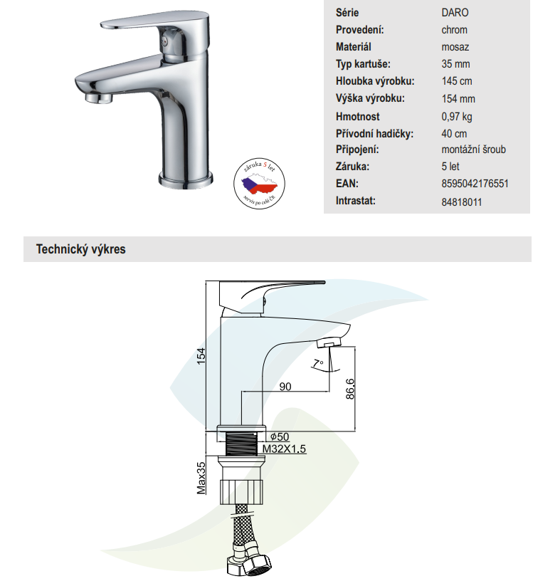 Stojánková vodovodní baterie UMYVADLOVÁ CHROM