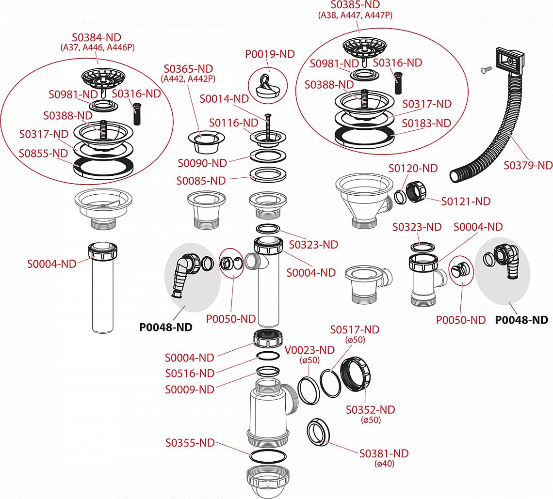 Výpust dřezová 6/4" s nerezovu mřížkou 115cm Alcadrain A37
