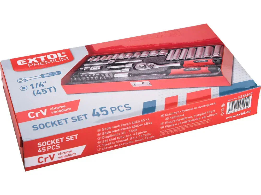 hlavice nástrčné, sada 45ks, 1/4"