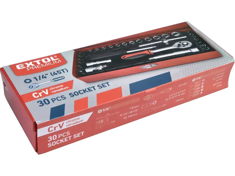 hlavice nástrčné, sada 29ks, 1/2" Fortum 4700001