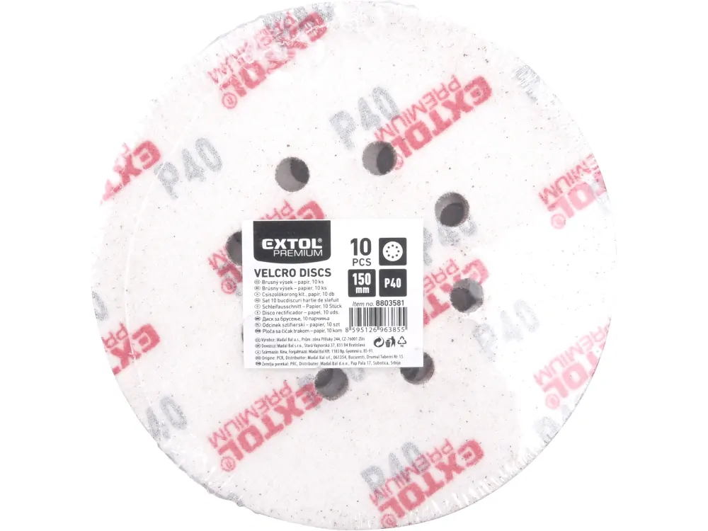 papíry brusné výsek, suchý zip, bal. 10ks, 150mm, P40