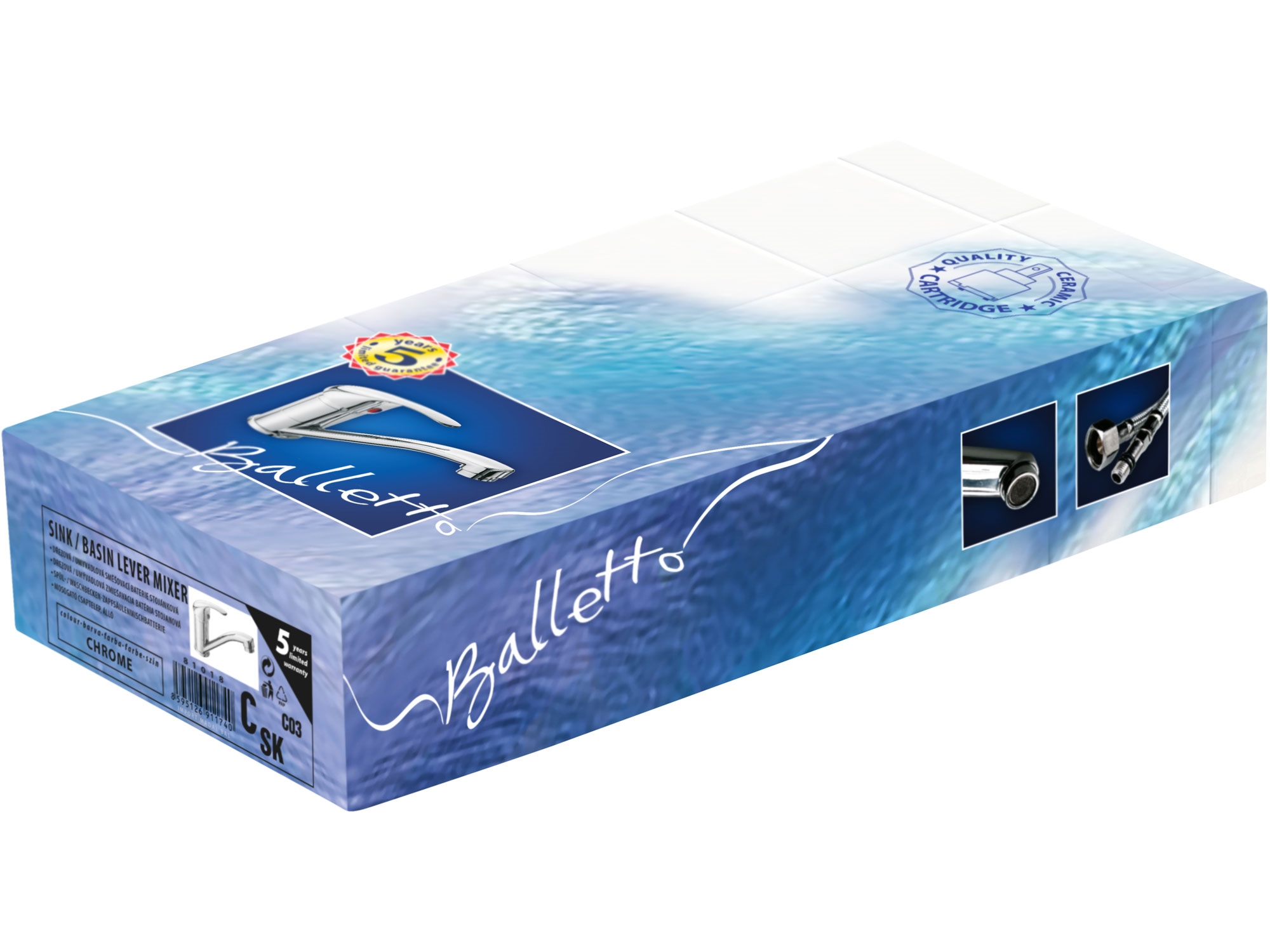 baterie dřezová stojánková, ramínko 15cm, 35mm, chrom , Balleto 81018