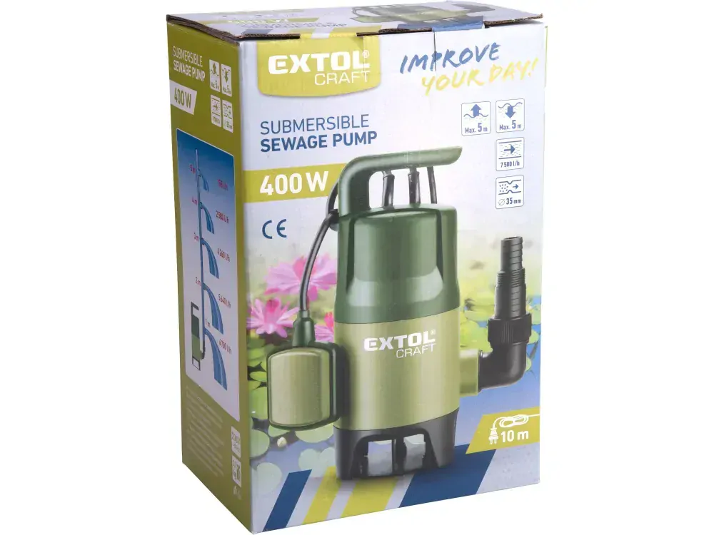Čerpadlo na znečištěnou vodu, 400W, 7500l/hod Extol 414122