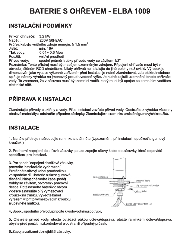 ELBA 1009 - STOJÁNKOVÁ DŘEZOVÁ ELEKTRICKÁ