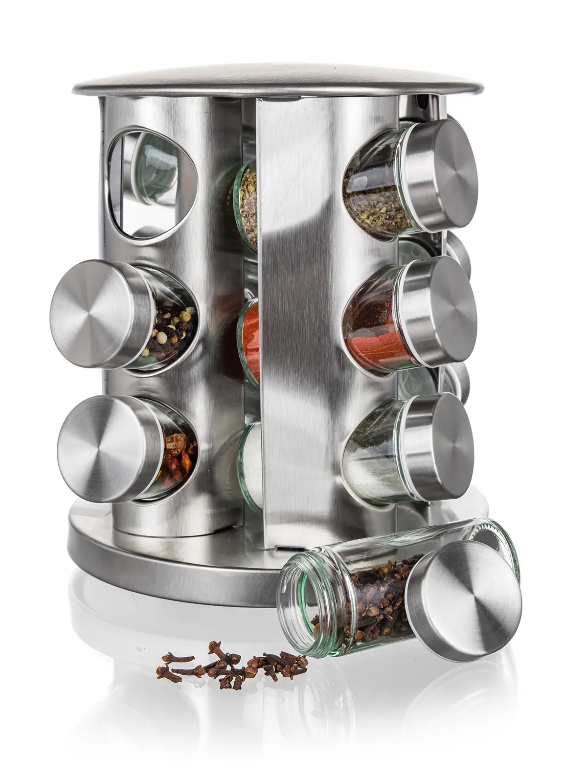 kořenka AKCENT skl.+kov.(12ks) s otoč.stojánkem nerez