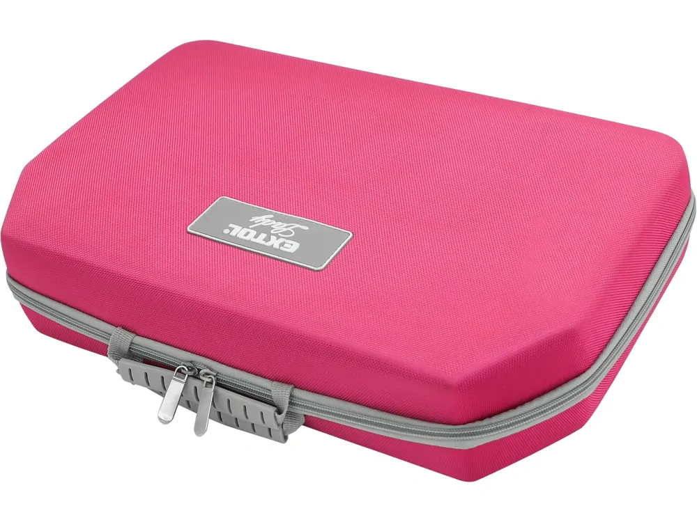 vrtací šroubovák aku s příklepem, růžový, 12V Li-ion, 2000mAh, v kufru s nářadím, sada 27ks