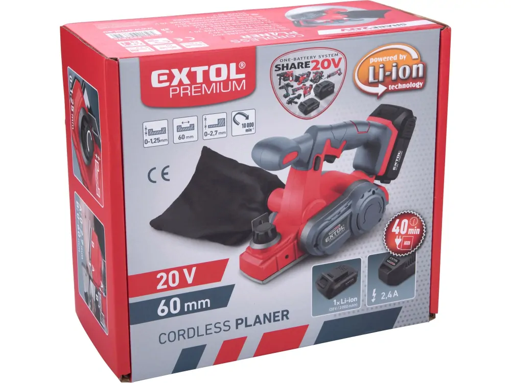 hoblík aku SHARE20V, 20V Li-ion, 2000mAh , Extol premium 8891830