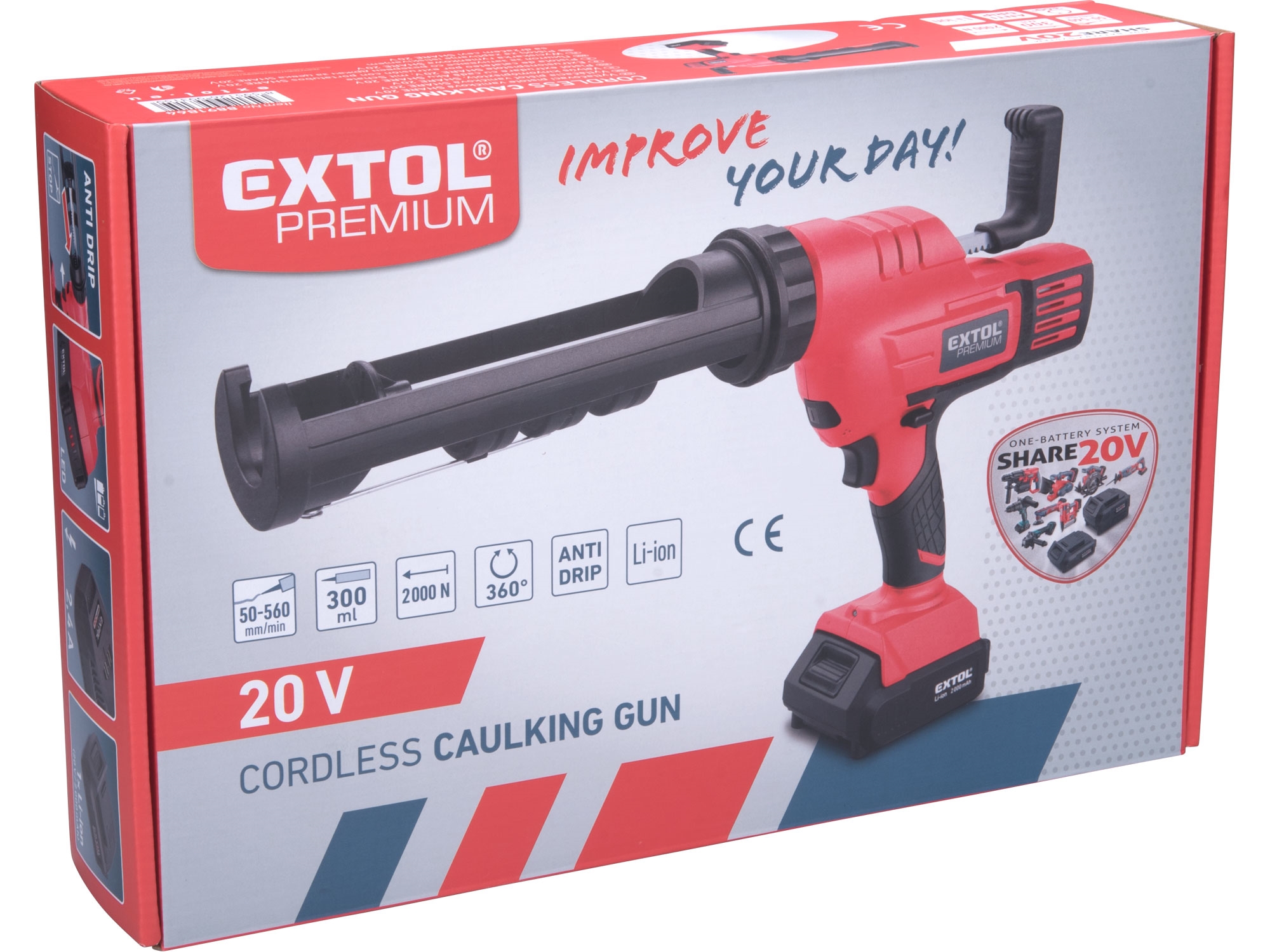 pistole vytlačovací, vaničková aku SHARE20V, 20V Li-ion, 2000mAh
