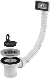 Výpust dřezová 6/4" s nerezovou mřížkou DN70 a flexi přepadem Alcadrain A331 