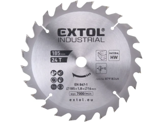 TLUSTŠÍ kotouč pilový s SK plátky, 185x2,1x16mm, 24T Extol